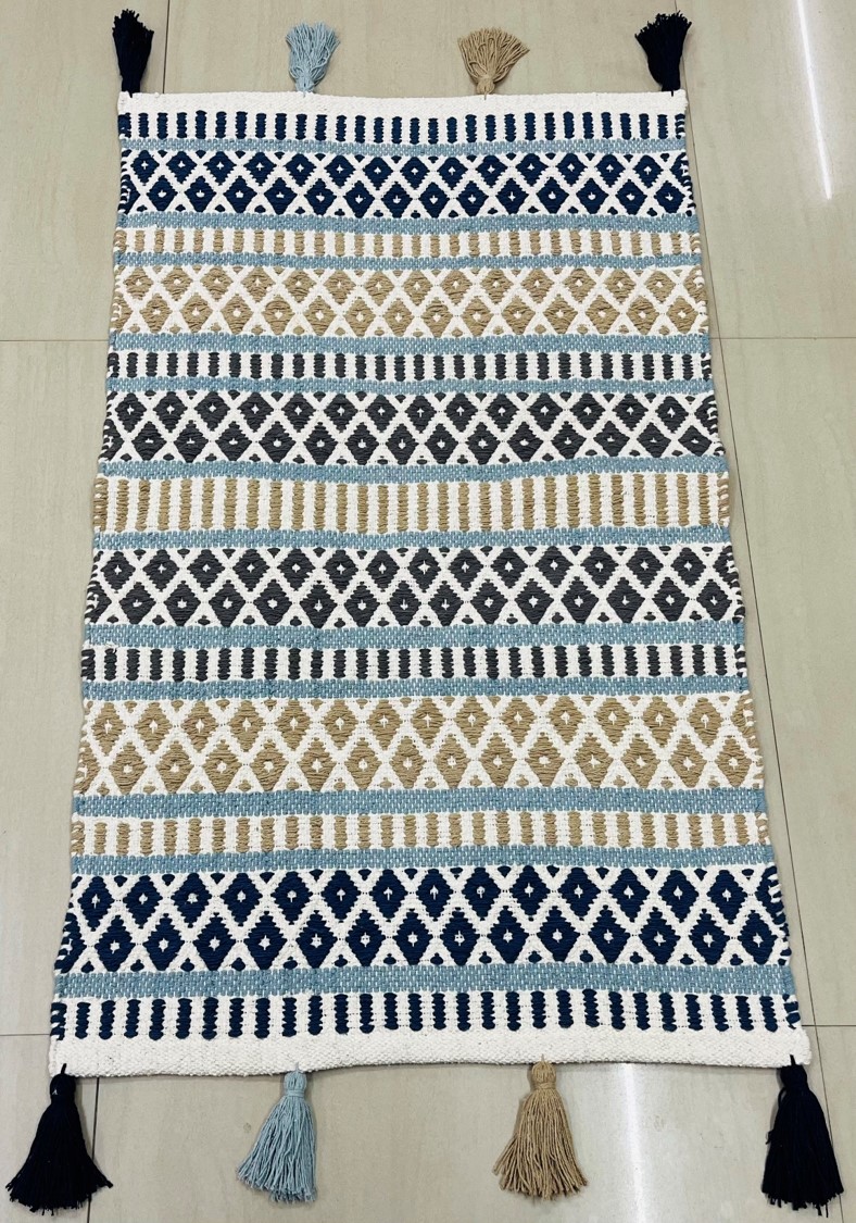 Handwoven Cotton Rug with tassels