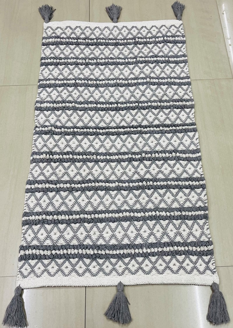 Handwoven Cotton Rug with tassels